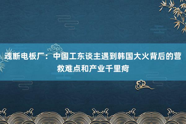 魂断电板厂：中国工东谈主遇到韩国大火背后的营救难点和产业千里疴