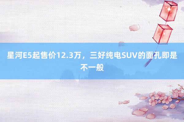 星河E5起售价12.3万，三好纯电SUV的面孔即是不一般