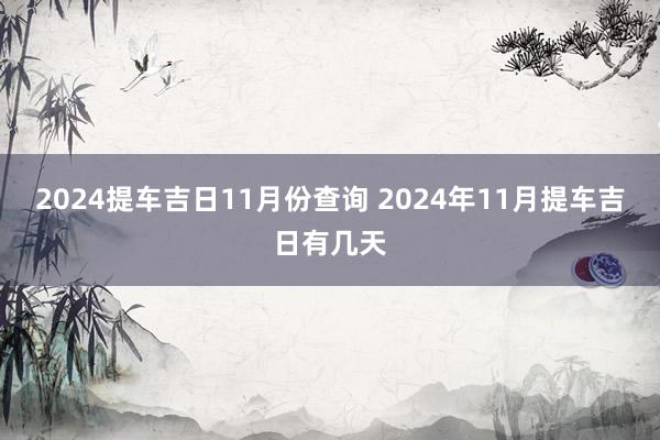 2024提车吉日11月份查询 2024年11月提车吉日有几天