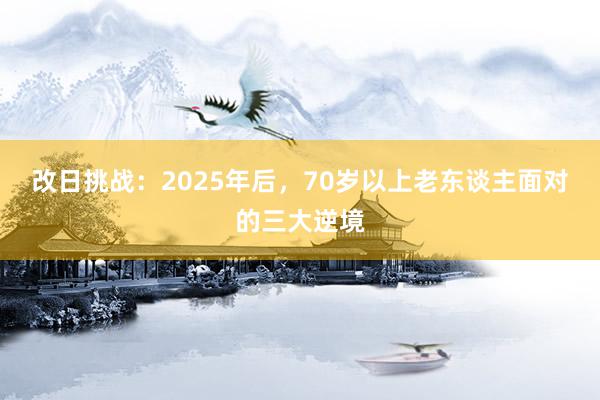 改日挑战：2025年后，70岁以上老东谈主面对的三大逆境