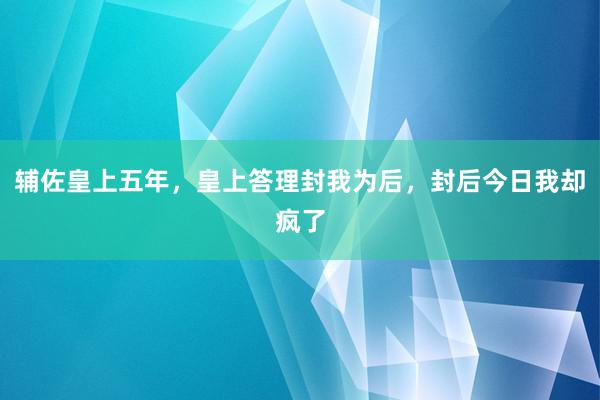 辅佐皇上五年，皇上答理封我为后，封后今日我却疯了