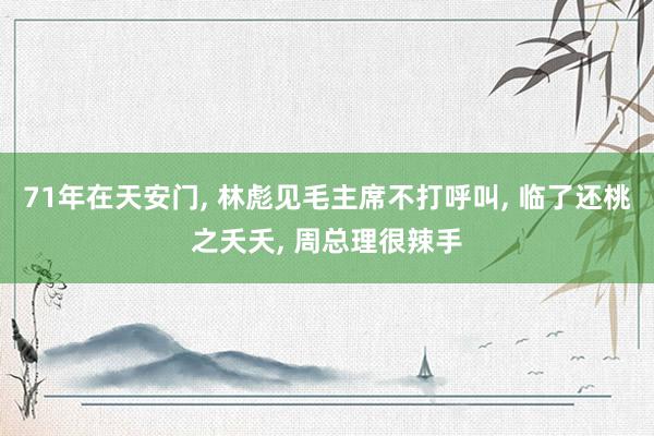 71年在天安门, 林彪见毛主席不打呼叫, 临了还桃之夭夭, 周总理很辣手